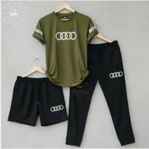 Men Audi Logo 3-Piece Summer Tracksuit Green