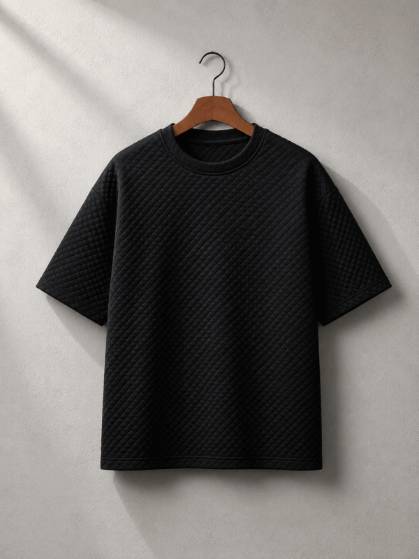 Premium Black Diamond-Quilt Oversized T-Shirt