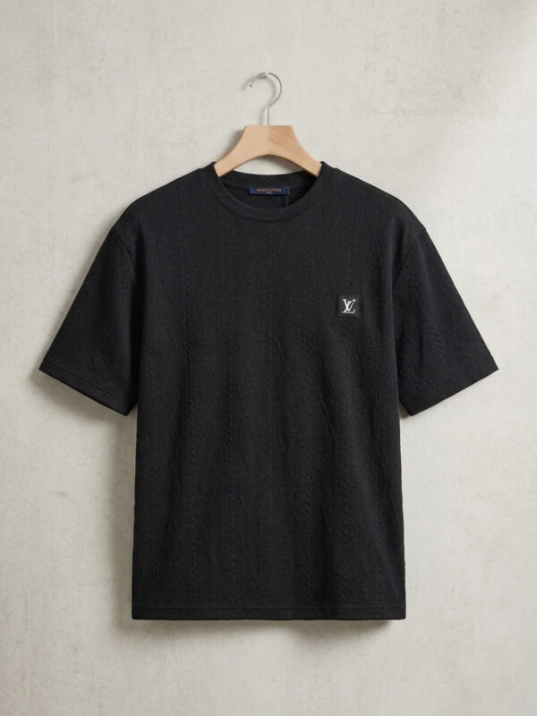 Premium Black Textured Knit T-Shirt – Sleek Modern Fit