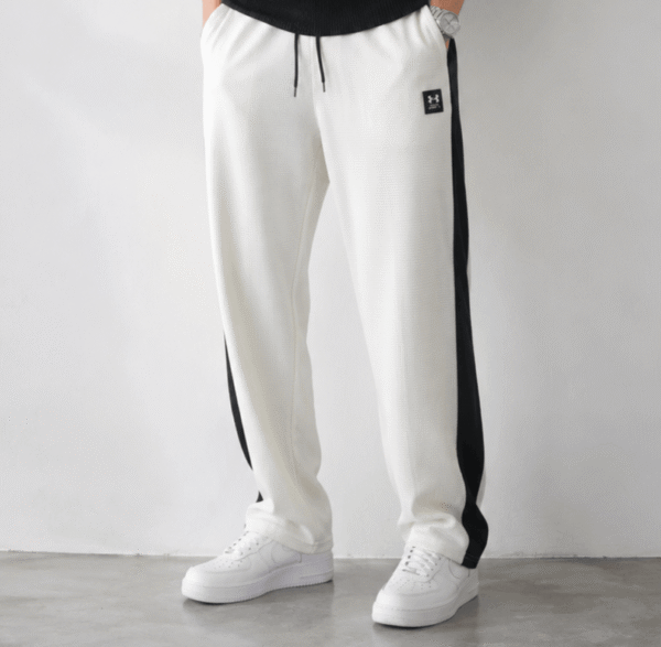 Men’s Summer Baggy Trouser – White Relaxed Fit Side Stripe Casual Pants