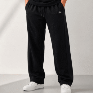 Men’s Summer Baggy Trouser – Lightweight Relaxed Fit Casual Track Pants (Black)
